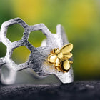 Golden Bee Honeycomb Ring