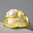 Pearl On A Leaf Ring