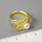 Pearl On A Leaf Ring