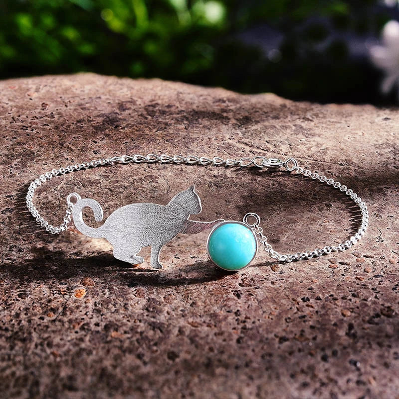 Playful Purrling Natural Gemstone Bracelet