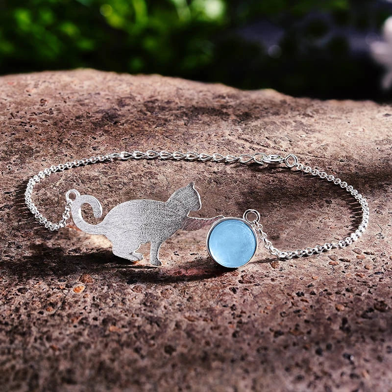 Playful Purrling Natural Gemstone Bracelet