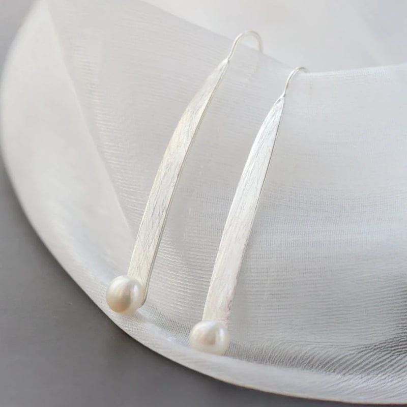 Silver Stream Pearl Earrings